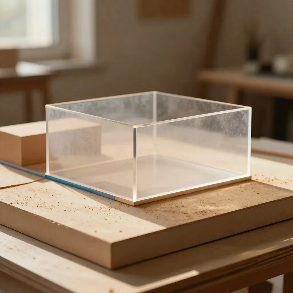 Maquette translucide d’extension sur base de site, style permis, lumière chaude.